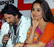 Bollywood actors Arshad Warsi and Vidya Balan at a promotional event for their film Ishqiya in Noida on Thursday. PTI