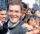 AICC General Secretary Rahul Gandhi with students during his visit to Womens College in Patna on Tuesday. PTI