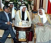 External Affairs Minister SM Krishna calling on Amir of Kuwait Sheikh Sabah Al Ahmad Al Jaber Al Sabah in Kuwait on Wednesday. PTI