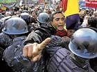 chaos Protesters in Kathmandu try to break a police line to press legislators to work for a consensus for a new constitution. NYT