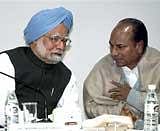 Prime Minister Manmohan Singh and Defence Minister A K Antony at Congress Working Committee meeting at party headquarters in New Delhi on Friday. PTI