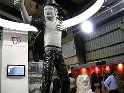 The statue of Michael Jackson which is drawing curious crowds at the ninth International Granites & Stone Fair  being held at Bangalore International Exhibition Centre.
