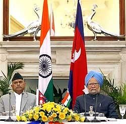 Prime Minister Manmohan Singh with President of Nepal, Ram Baran Yadav during a meeting, in New Delhi on Tuesday. PTI