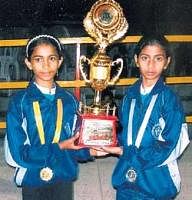GOLDEN DUO: Mouna Babu (left) and HR Keerthana came up with good shows at the National roller skating championship.