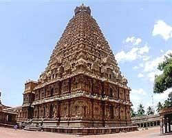 Bragathiswarar temple (Tanjai Periya Koil) which turned 1000 years, in Thanjavur on Saturday. PTI