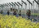 ALWAYS ALERT: Border Security Force (BSF) soldiers patrol the fenced border with Pakistan near Jammu on Thursday. Reuters