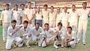 Friends Union Cricket Club (1), winners of the YSR Memorial Trophy cricket tournament. STANDING (L-R): Hemanth Kumar, M S Vinay, B Akhil, D V Anish, N Duraiswami (secretary), Sunil Raju, Sadiq Kirmani, M Nidish, B Savanth, Shyam  Ponnappa, C Sharath. SQUATTING: S Chethan, Pradeep Benjamin, Vinod M, Arjun Dev, K G Akshay, S Abhijit. DH PHOTO