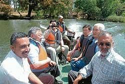 The Mongolian delegation enjoying a  boat-ride