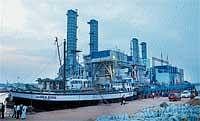 Barge Mounted power plant stationed at Old port in Mangalore. DH Photo