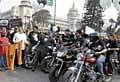 Actor Pooja Gandhi and Minister for Law and Parliamentary Affairs S Suresh Kumar flagging off the glaucoma awareness bike rally in front of Vidhana Soudha in Bangalore on Sunday. DH Photo