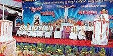 Mangalore Diocese Vicar General Rev Dr Denis Moras Prabhu speaking at the valedictory of Bible: Day and night (Proclamation of word of God  New Testament) at Cordel church in Mangalore on Tuesday. Parish Priest Rev Fr Valerian Pinto, St Johns Medical College Director Rev Fr Lawrence DSouza and St Josephs Seminar Rector Rev Fr Victor Machado among others look on. DH Photo