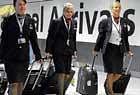 walkout: British Airways staff arrive at Terminal 5 of Heathrow Airport in west London on Saturday. REUTERS