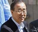 UN Secretary General Ban Ki-moon addresses the media on Sunday. AFP