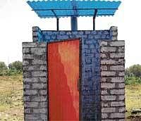 Prototype: The toilet that Sharan Desai has proposed is under construction in rural Gulbarga. DH PHOTO