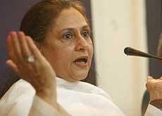 Actress-politician Jaya Bachchan addressing a press conference in New Delhi on Friday. PTI