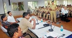 SP Dr A S Rao speaking at SC/ST grievances meeting at police guest house in Mangalore on Sunday. DH photo