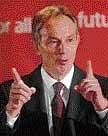 Former British prime minister Tony Blair addresses Labour Party members at the Trimdon Labour Club in Sedgefield on Tuesday. AP