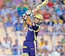 Captain's knock: Kolkata Knight Riders Sourav Ganguly hits a six during his 54-ball 88 against Deccan Chargers in an IPL match in Kolkata on Thursday. AP