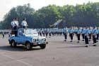 salutes Air Commodore P M Katti receiving guard of honour at the passing out parade of IAF tradesmen in Bangalore on Saturday. DH photo