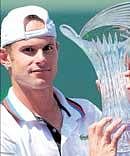 Andy Roddick with the trophy after winning the Sony Ericsson Open in Miami on Sunday. AFP