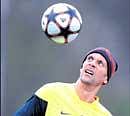 Rio Ferdinand of Manchester United during a practice session in Manchester on Tuesday. Reuters