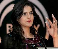 Bollywood actress Zarine Khan gestures during a promotional campaign in New Delhi on Wednesday. PTI
