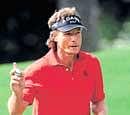 Germanys Bernhard Langer gestures during his opening round at the Augusta Masters on Thursday. AFP