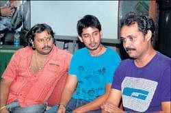 Hopeful: V Nagendra Prasad, Prajwal Devaraj and Srinivas Raju at the press meet.