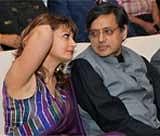 Wassup? Shashi Tharoor with Sunanda Pushkar at a book release function in New Delhi on March 4 this year. PTI