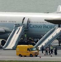 The Cathay Pacific aircraft which made an emergency landing on Tuesday. AFP
