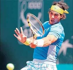 On song: Rafael Nadal en route to his second-round win over Thiemo De Bakker. AFP