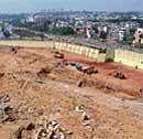 Inauguration: The construction site for BMRCLs first phase of Metro rail on Sampige Road at Malleswaram in Bangalore. DH Photo
