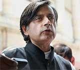 Minister of State for External Affairs Shashi Tharoor talking to the media at Parliament House in New Delhi on Friday. PTI