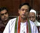 Congress MP Shashi Tharoor making a statement in the Lok Sabha in New Delhi on Tuesday. PTI