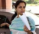 NCP leader Supriya Sule at Parliament House in New Delhi on Thursday. PTI
