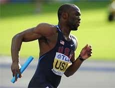 This file picture taken on August 23, 2009 in Berlin, shows US LaShawn Merritt competing in the men's 4x400m relay final of the 2009 IAAF Athletics World Championships