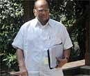 NCP chief and Union Agriculture Minister Sharad Pawar outside his residence in Mumbai on Saturday. PTI