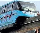 Is this what Bangalore is in for? A monorail car on the track during a trial run in Mumbai.  AFP/File photo