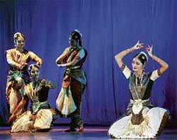 Elegant  Bharatanatyam dancers perform Nritya Karnataka.