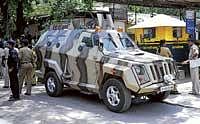 vanguard: An armoured vehicle is seen outside the special bomb-proof-court at the Arthur Road prison, where the 2008 Mumbai attacks trial was held, in Mumbai on Monday. AFP