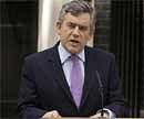 British Prime Minister Gordon Brown speaks to gathered media at Downing street in London on  Friday. AP