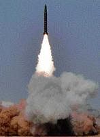 A Shaheen-1 medium-range nuclear-capable ballistic missile is launched from an undisclosed location in  Pakistan. AFP