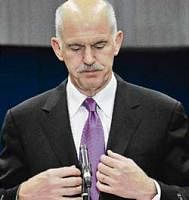 in conundrum Greek Prime Minister George A Papandreou in Brussels. afp