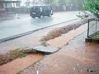 Heavy rains lashed Moodbidri on Sunday evening.