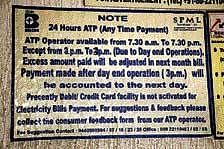 A notice at ATP counter on MG Road.