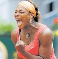 War cry: Serena Williams of the United States is ecstatic after beating Russias Vera Dushevina in the Madrid Open tennis tournament on Monday. AFP