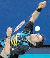 Agile: India's Kashyap Parupalli en route to his win over Australia's Jeff Tho in their Thomas Cup match. AP