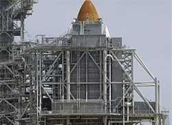 Space shuttle Atlantis at the Kennedy Space Center in Cape Canaveral, Fla on Wednesday. The final launch of Atlantis is planned for Friday afternoon. AP