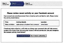 This screen shot of Facebook shows new features and security changes to combat spam and scams on the site. AP