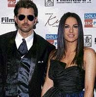 Hrithik Roshan and Barbara Mori attend the premiere of Kites at the AMC Empire 25 theatre in New York City  on Sunday. AFP